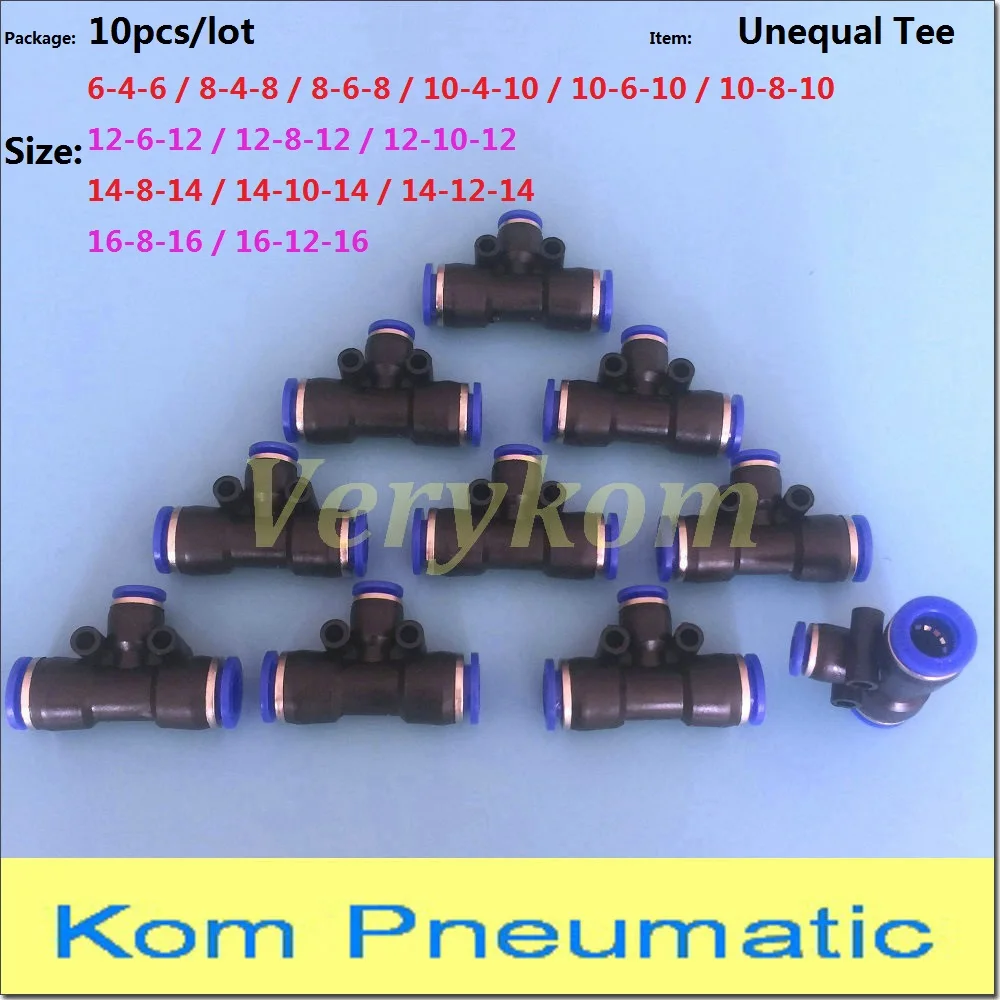 10 piezas neumático de 6mm a 6mm conector empujar en Camiseta en forma rápida Accesorios