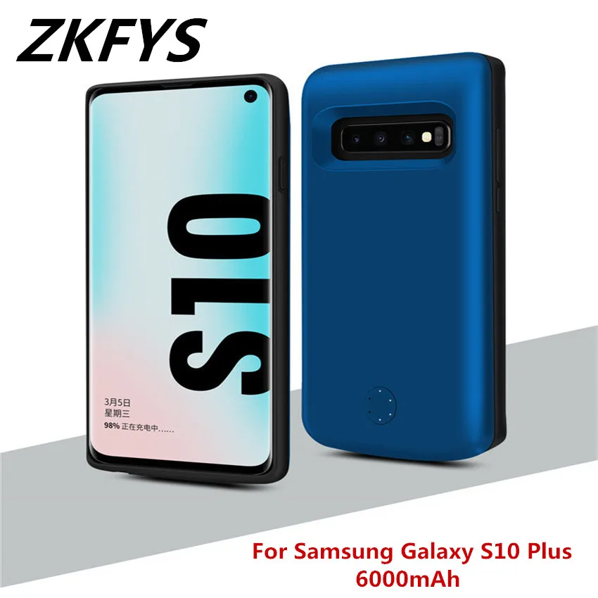 Zkfys 6000 мА/ч, Зарядное устройство Батарея Крышка для samsung Galaxy S10 плюс Мощность коробка резервного копирования задняя клипса быстрого чехол-аккумулятор
