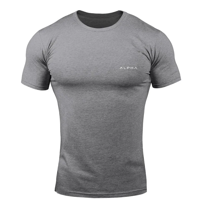 2018 NEW gyms T shirt Men Running Shirts Short Sleeve Rashgard Sport Shirt Men Workout Tight Top Tee Cotton Gym Running T shirt