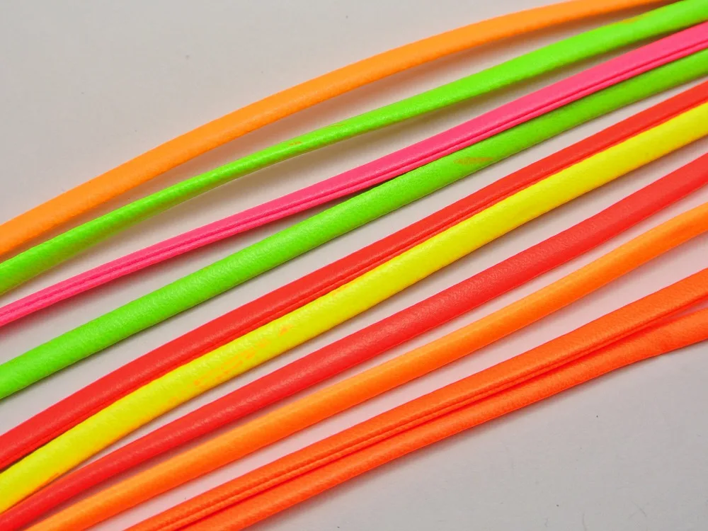 

12 Meters Mixed Neon Color Flat Soft Synthetic Leather Jewelry Cord 4X2mm