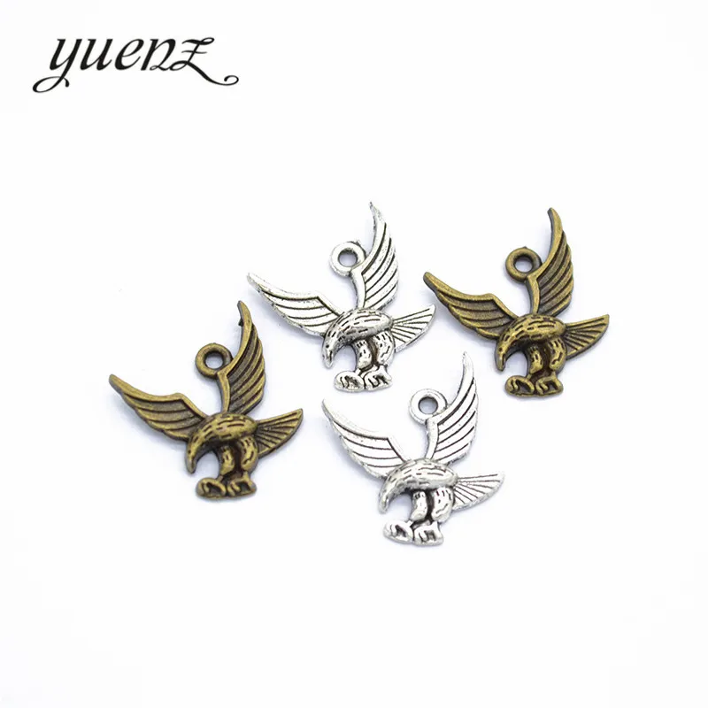 

YuenZ 10pcs 2 color Tibetan Silver Plated Pendant Antique eagle Charms Jewelry Making DIY Handmade Craft 19*17.5mm D531
