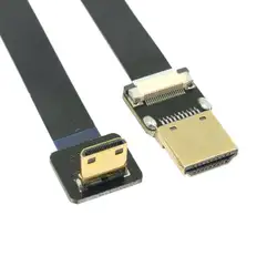 Угловой FPV-системы Mini HDMI Мужской Тип C к HDMI Гибкие печатные платы плоский кабель 10 см 20 см 30 см 50 см 80 см 100 см для GoPro 5D3 5D2 GH3 GH2 5N 5 т 5R 7n