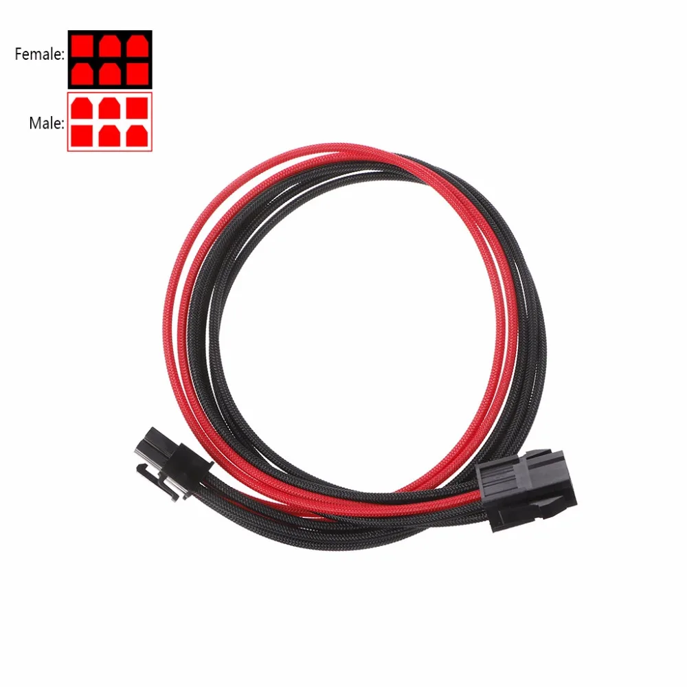 

1 Pc High Quality Sleeved Black&Red GPU 6Pin PCIE PCI Express Male to Female Power Extension cable 30cm C26