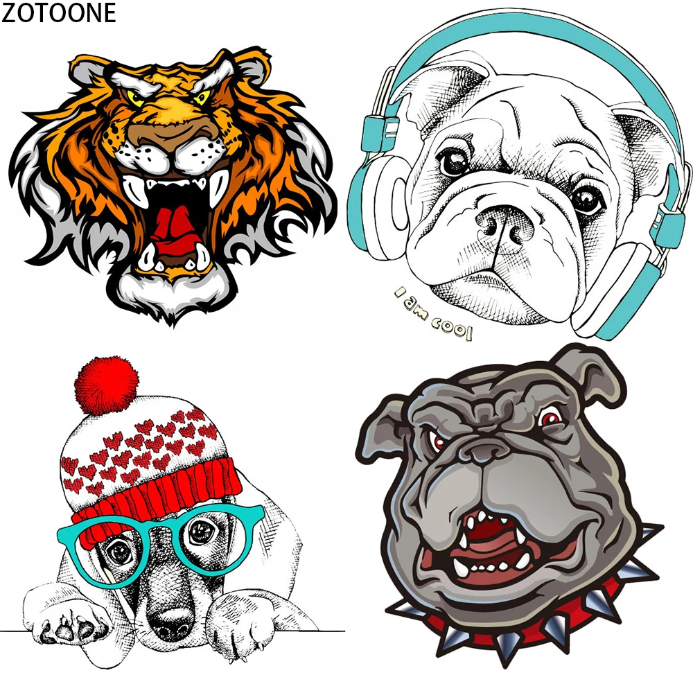 

ZOTOONE Printed Animals Patch for Clothing DIY Iron on Transfer Stickers Applique Heat Applications on Clothes Patches Stripes E