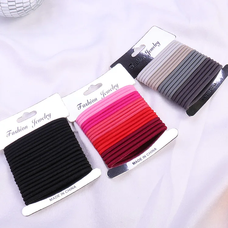 18PCS Hair Rope For Girls Gradient Color Hair Ring High Elastic Seamless Rubber Band Head Rope Silver Card Suit G0409