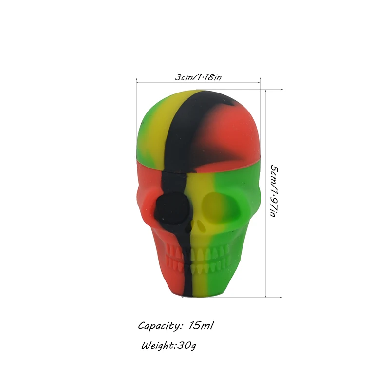 15 مللي سيليكون الجمجمة جرة زيت شمعي bho dab الاعشاب حاوية غير عصا البقعة استخراج bho الداب النفط التركيز الجرار حاوية لحفظ المنتجات الغذائية