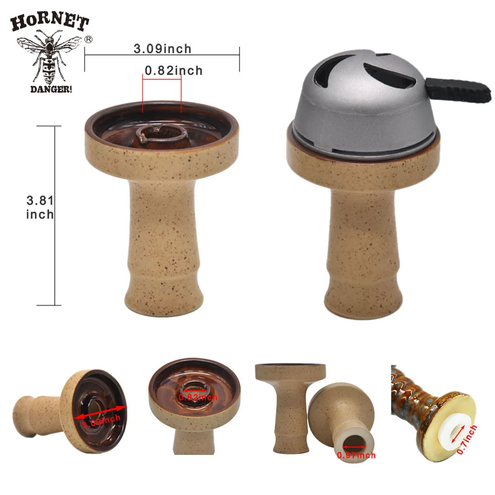 

Ceramic bowl hookah with central big funnel - Perfect hookah bowl for Kaloud Lotus - 3.81" height hookah shisha bowl