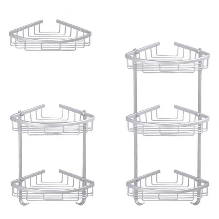 Bathroom Shower Shelf Triangle Corner  Basket Wall Mounted Rack Space aluminum