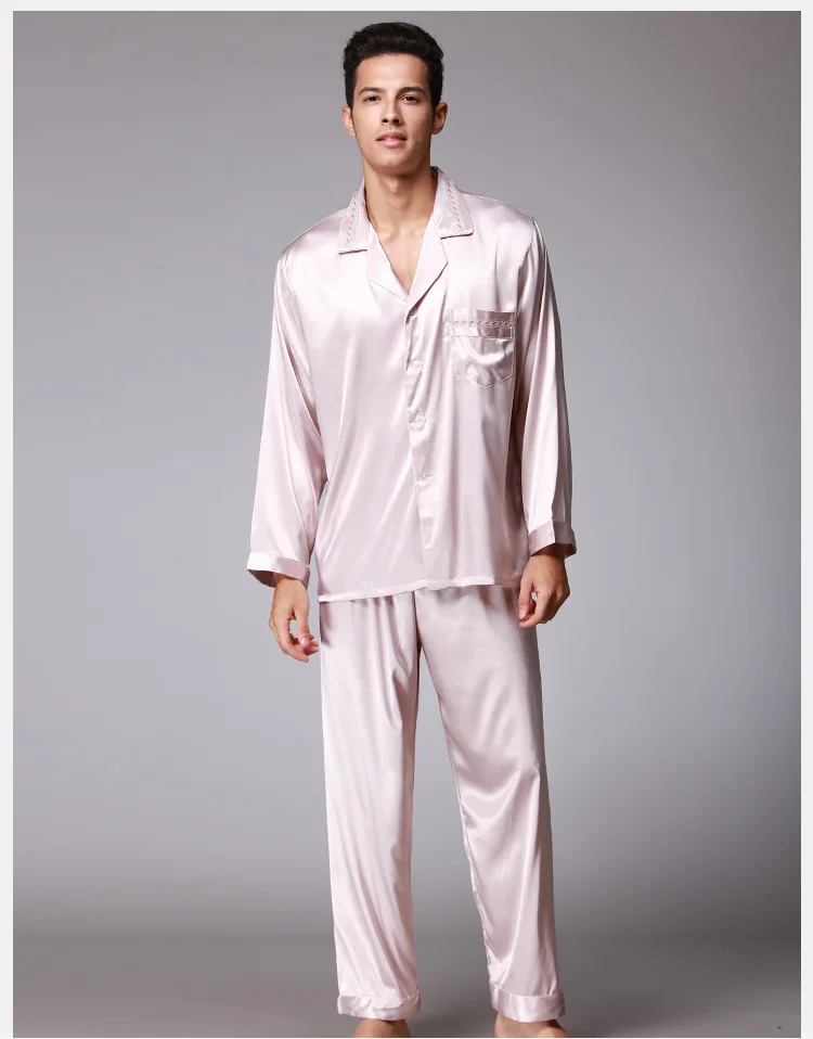 Осенние новые пижамы мужские с длинными рукавами брюки пижамы вышитые осенние мужские с длинными рукавами пижамы комплект из двух