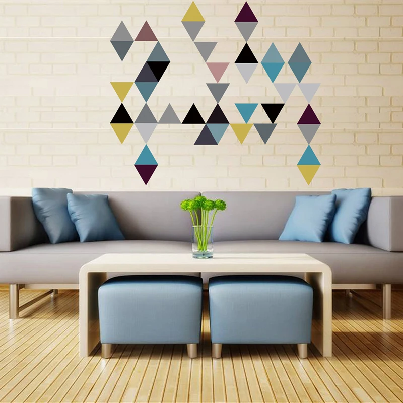 Personality creative triangle wall stickers 45 triangle colorful home