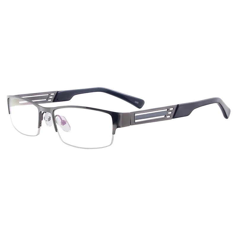 Металлические полуободные очки для глаз, мужские прямоугольные оптические оправы для очков по рецепту