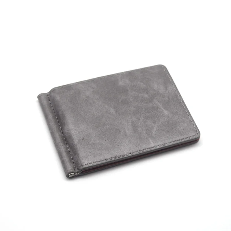 Мужской кошелек из искусственной кожи с зажимом для денег, тонкая Кредитная карта - Цвет: grey