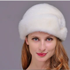 HM024 женские зимние шапки из натуральной норки меховая шапка зимняя женская теплая шапка цельная норковая меховая шапка - Цвет: white