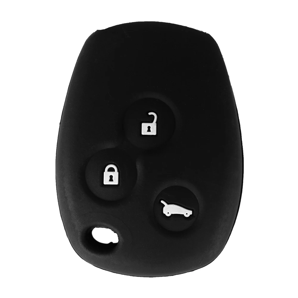 Dandkey 3 кнопки силиконовый резиновый автомобильный ключ оболочка Чехол протектор для Renault Duster Logan Fluence Clio Vivaro Master traffix - Название цвета: Черный
