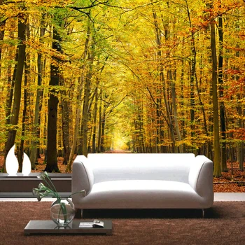 

Large Lanscape 3d three-dimensional Autumn Season mural papers tv background wallpaper modern brief gold tree landscape plan