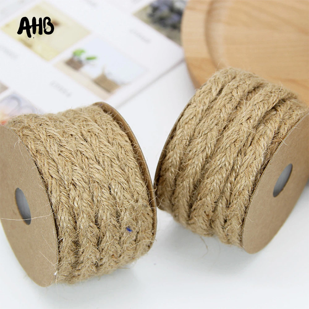 10M/roll 10mm Natural Jute Twine Burlap String Braided Ribbon DIY Florist Pastoral Hemp Ribbon