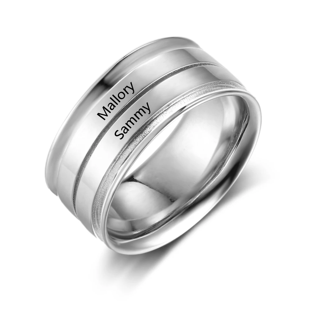 

Fashion Personalized Ring Charms Women Jewelry Engraved 2 Names DIY Eternity Ring Anniversary Wedding Gift for Female（RI103811）