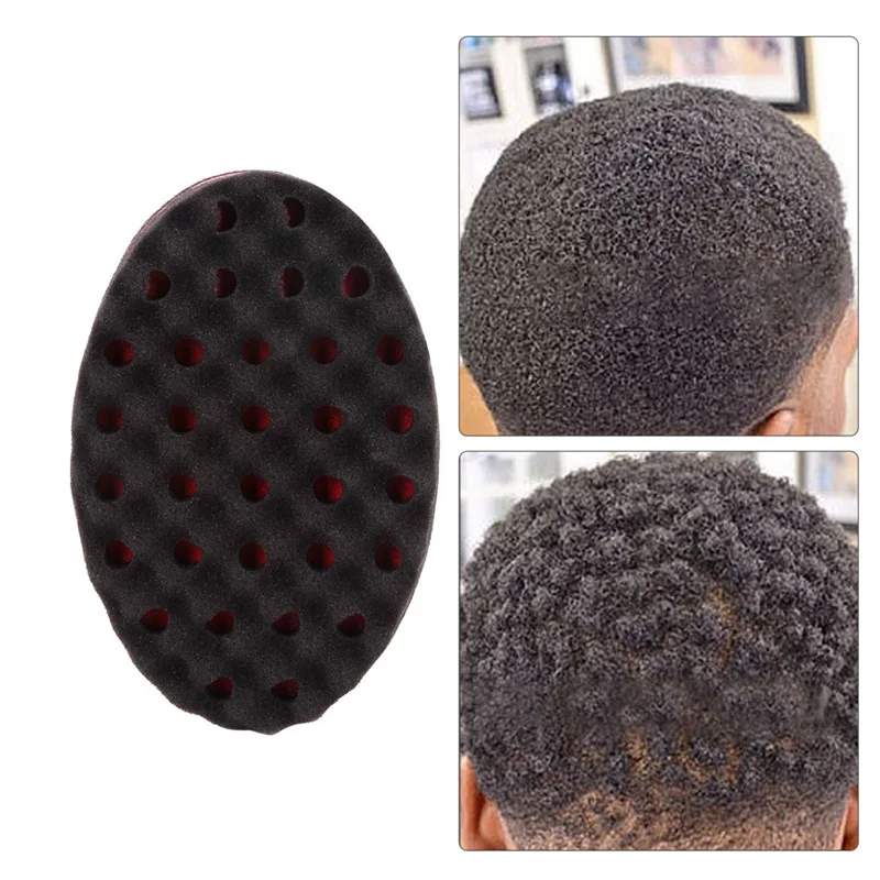 

1 pcs Black Hair Curler Oval Small Wave Barber Hair Brush Sponge For Afro Locs Twist Curls Coil Hail Style Comb Hail Tools