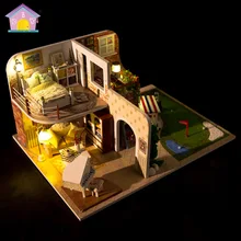 X002 миниатюра Деревянный Кукольный дом Кукольный домик с мебелью миниатюрный игрушка-головоломка вилла модель Наборы игрушки подарок