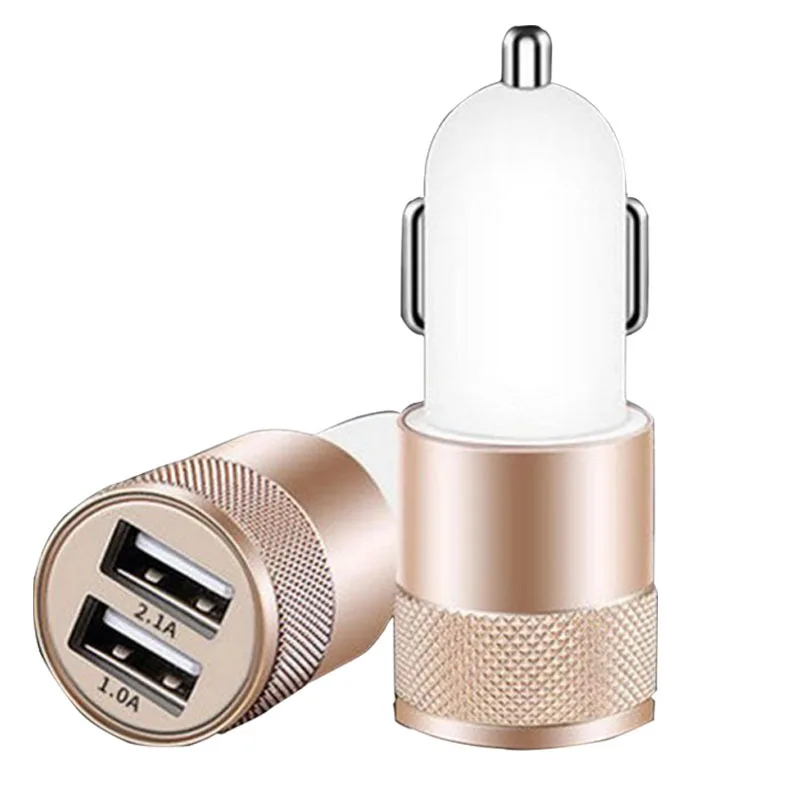 Car Usb Charger For Mobiel Phone Metal Motor Vehicle Charging Dual-usb Charging 2a Car Charger for Iphone