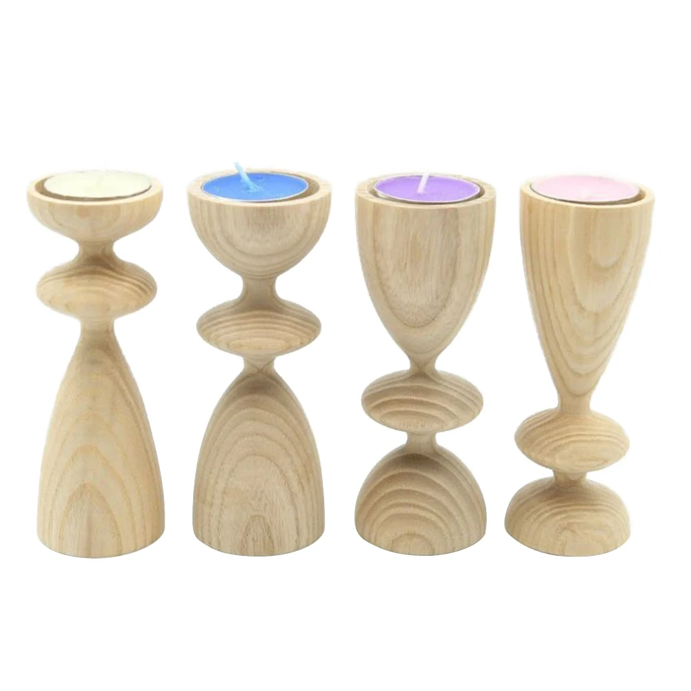 DIY Craft Unfinished Wood Candlestick Unfinished Wooden Candle Holder