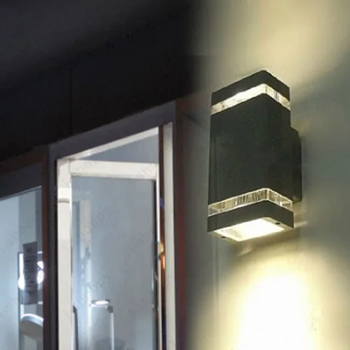 

LED Outdoor Wall Sconces Up/Down Light Fixture Garden Gate Lamp Bulb Replaceable Black Shell