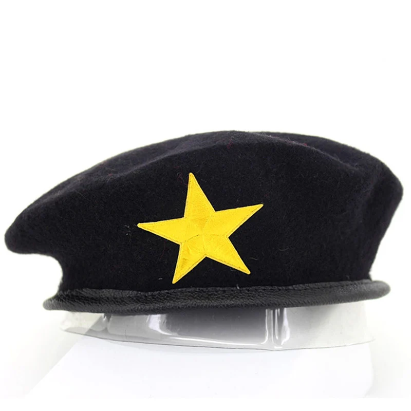 High Quality Wool Berets Fashion Army Cap Star Emblem Sailor Dance Performance Hat Trilby Chapeau For Men Women Unisex 3