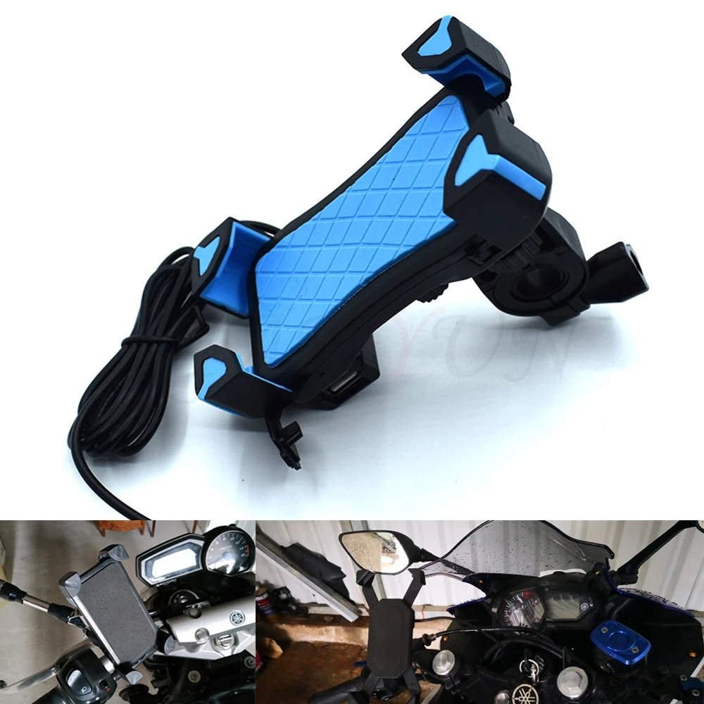 

Universal Motorcycle Phone Holder Mobile Stand For Moto Support USB Charger Holder For Yamaha TMAX530 TMAX 530 T-MAX530 T-MAX