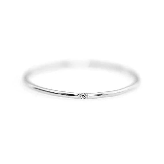 silver 1 CZ Минимальное циркониевое кольцо для женщин подарок 3 цвета 1 мм Полное круглое тонкое модное Ювелирное кольцо Горячая Распродажа KCR101 - Цвет основного камня: silver 1 CZ