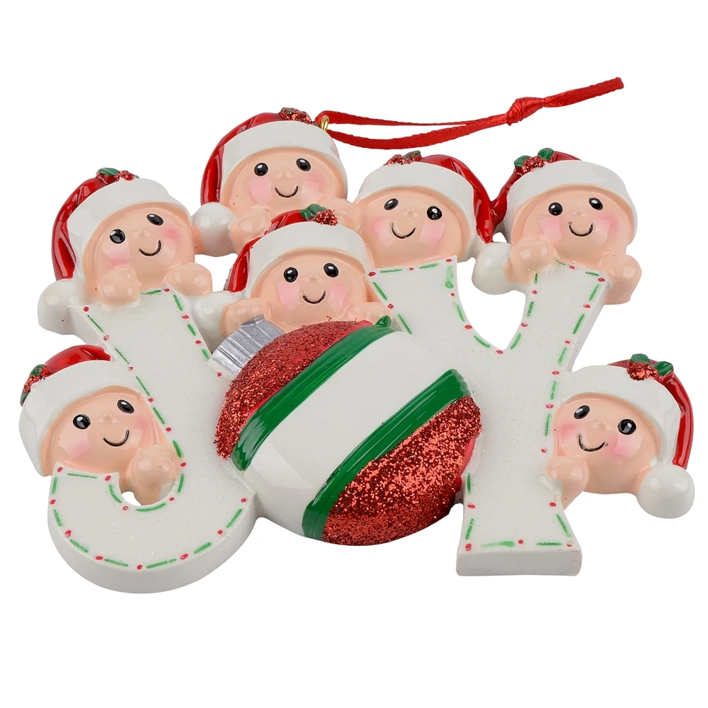 Joy Family Members of 7 Personalized Christmas Holiday Ornaments