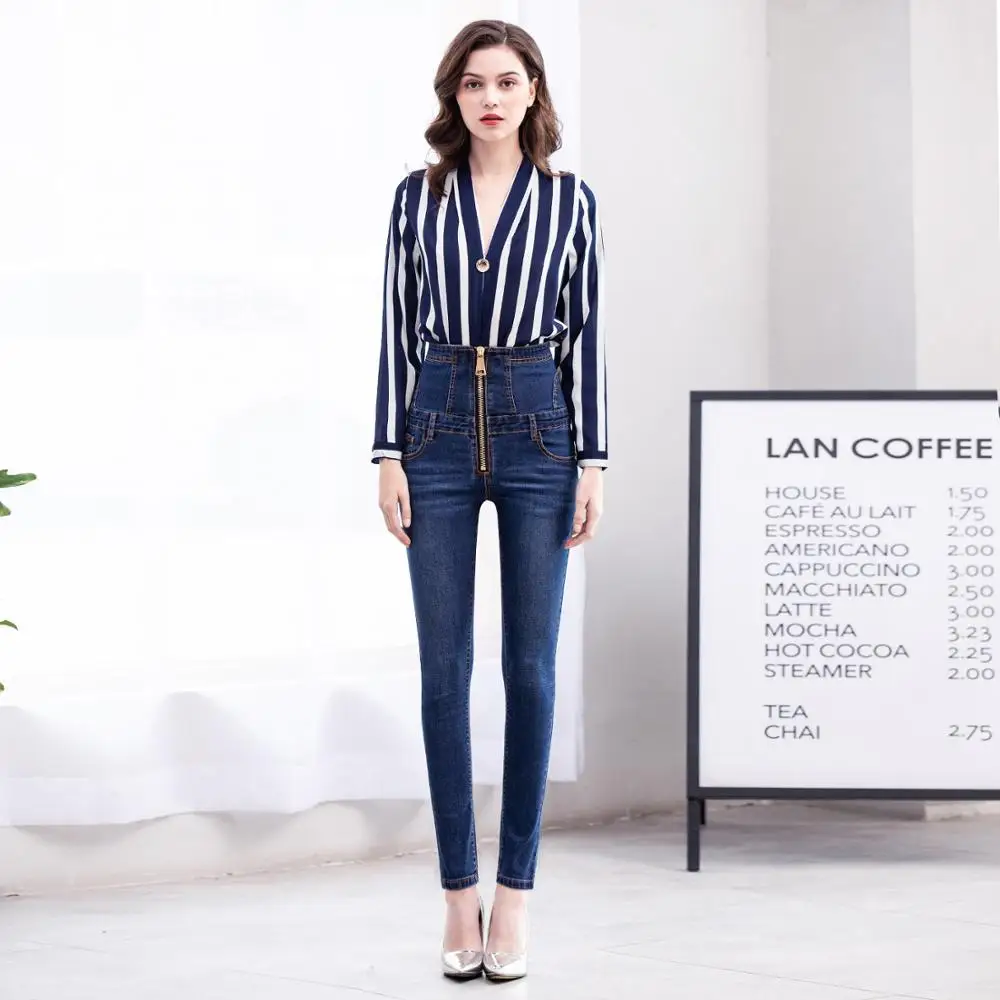 Women's summer new cotton high waist strap zipper jeans mesh red tight stretch thin pants pants pencil pants Women's summer new cotton high waist strap zipper jeans mesh red tight stretch thin pants pants pencil pants