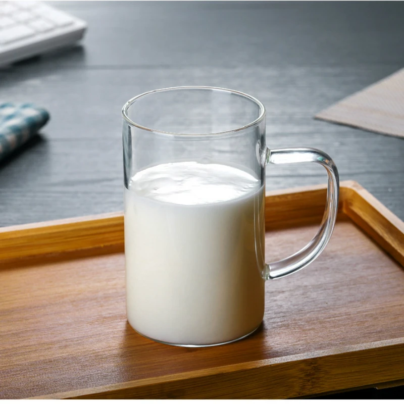 

500ml glass beer mug breakfast milk glass large capacity glass with handle cup high temperature transparent cup
