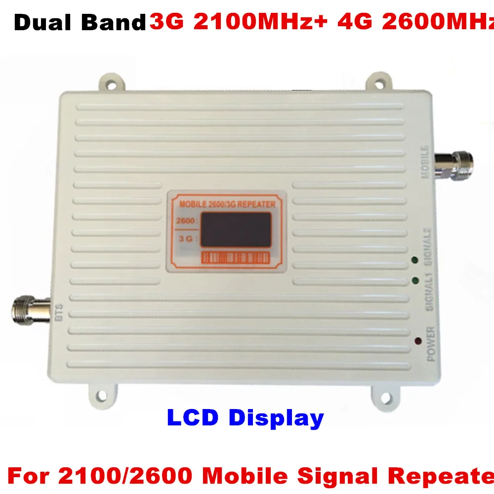 

3G 4G Signal Repeater 70dB Gain 3G WCDMA 2100 4G LTE 2600 Band 7 Dual Band Mobile Phone Booster Amplifier 70dB Gain 23dBm Power