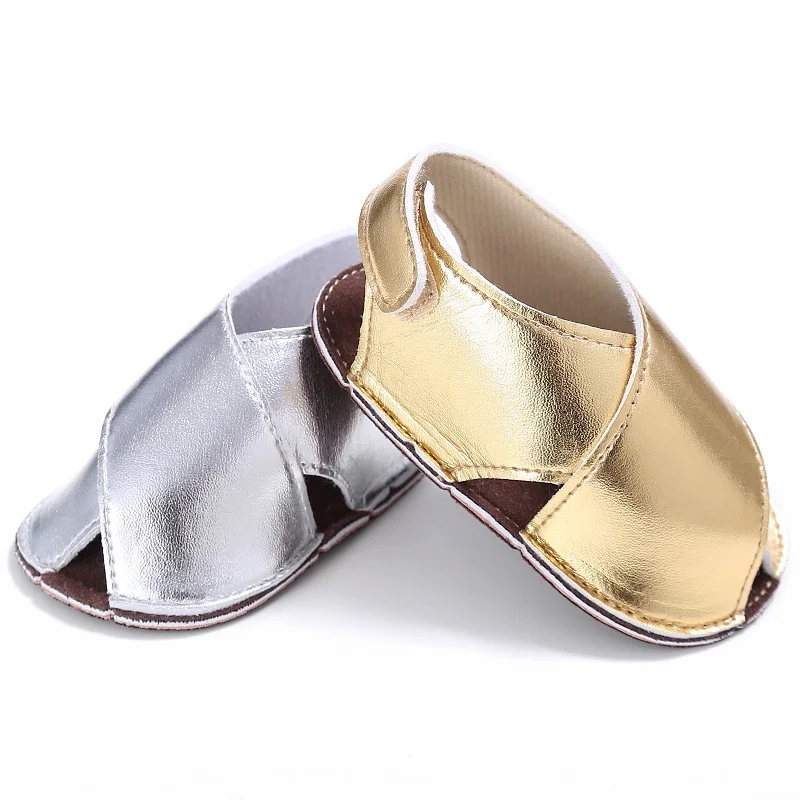 

Newborn Kids Toddler Baby Girls Summer Fashion Shoes PU Leather Gold Silver Color Sandals New