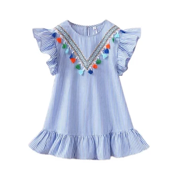 

Summer Girls Dress Cotton Kids Baby Girls Strip Tassel Full Princess Tutu Dresses Children Girls Clothes For Birthday Party