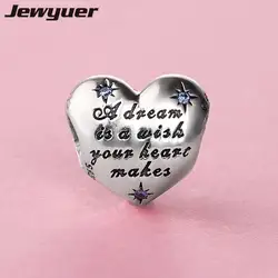 Fine jewelry сердце прелести мечта-это желание 925 пробы серебряные ювелирные изделия изготовление Любовь Шарм Fit браслетом ожерелье DIY DSN050