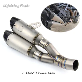 

Titanium Alloy Motorcycle Full Exhaust Tail Pipe With Middle System Pipe Moto Escape Modified For DUCATI Diavel 1200 Slip On