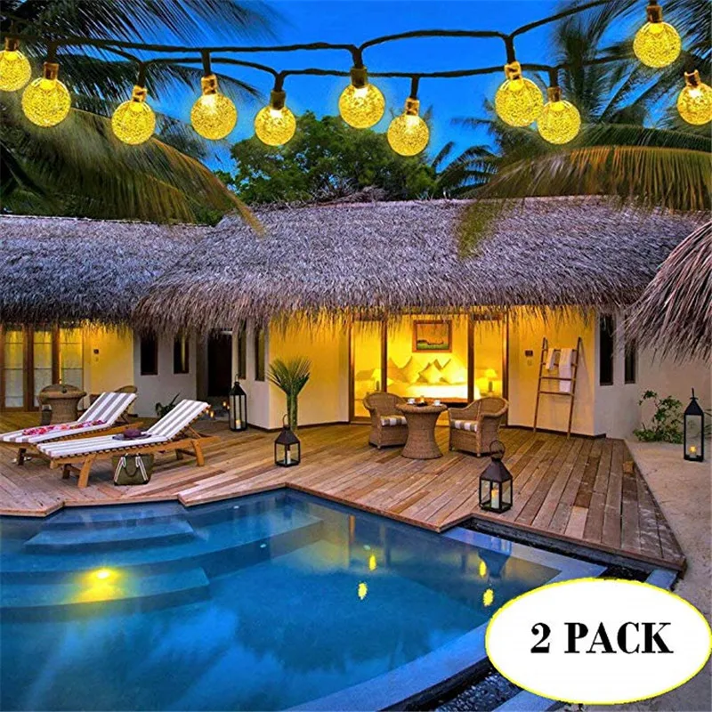 

2 PCS New 50 LEDS 10M Crystal ball Solar Lamp Power LED String Fairy Lights Solar Garlands Garden Christmas Decor For Outdoor