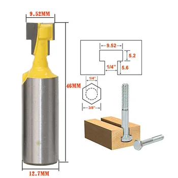 

1/2" Shank *3/8 Yellow T-Slot Cutter Router Bit for Hex Bolt