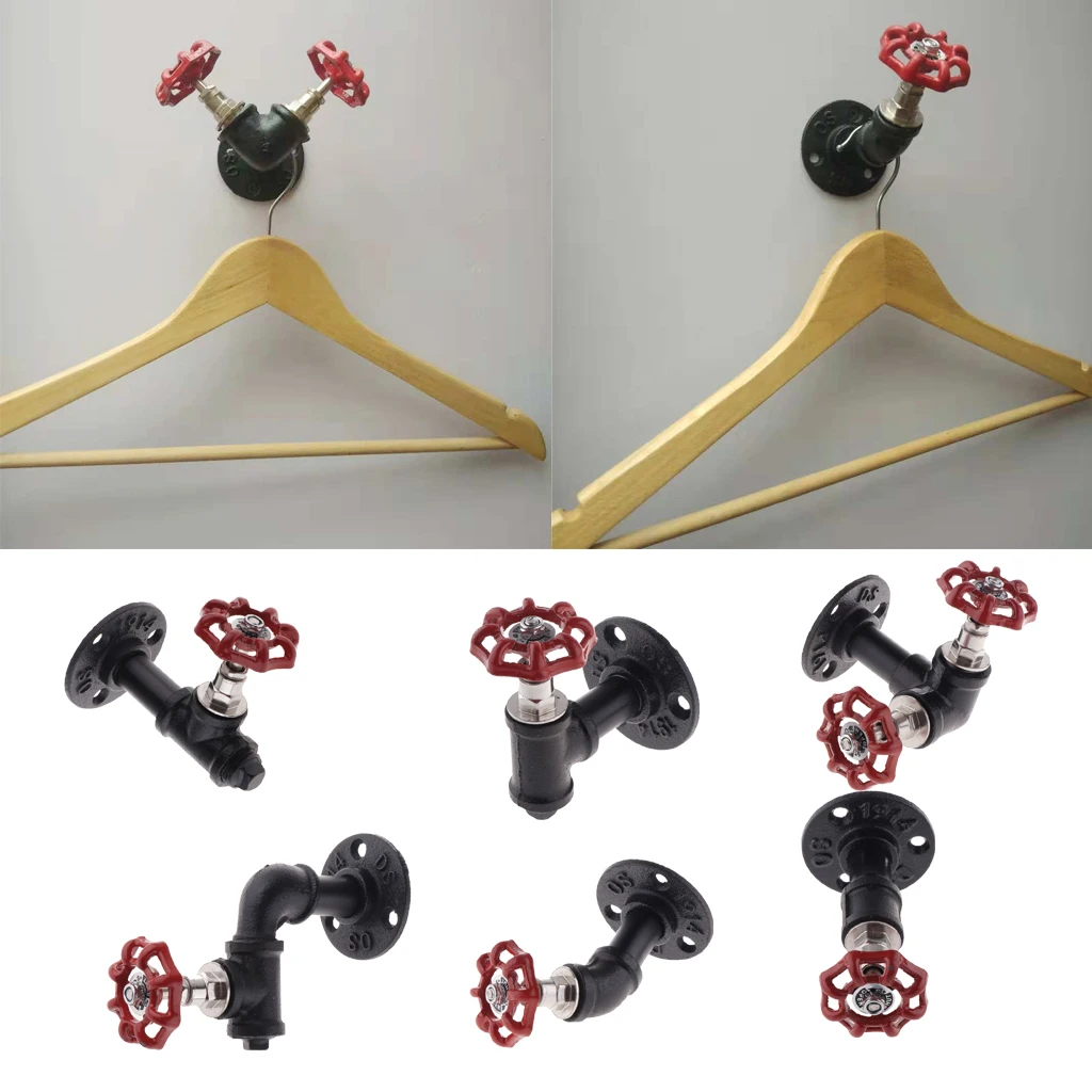 Industrial Iron Pipe Wall Mounted Coat Robe Hook Heavy Duty Hanger Hook Rack