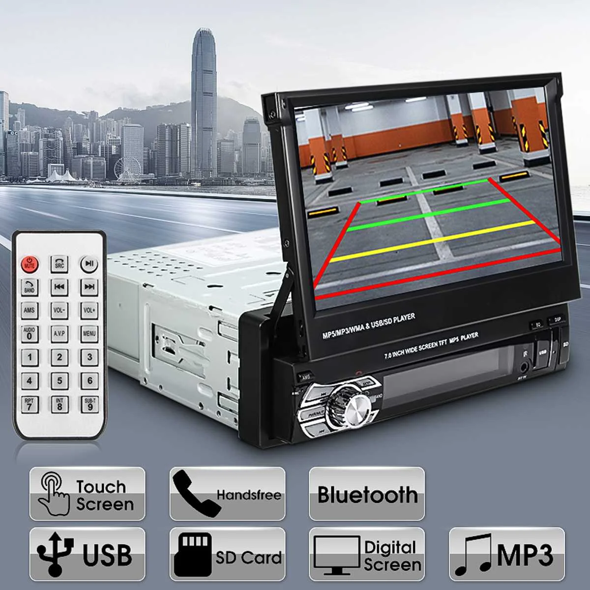 

7 Inch Steering Wheel Control Car Radio 1 DIN In Dash Stereo FM/AUX/USB/TF/bluetooth MP5 MP4 Player