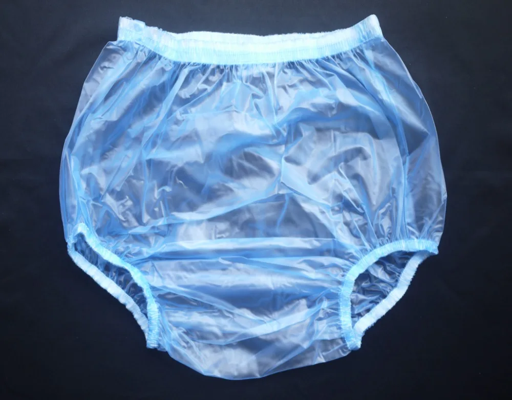 

ABDL Haian Adult Incontinence Pull-on Plastic Pants Color Transparent Blue 3 Pack