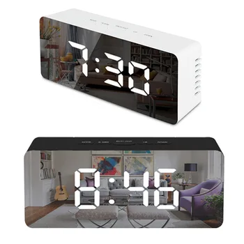 

Creative mirror alarm clock multi-function LED watch makeup mirror alarm clock battery plug in dual purpose mirror alarm clock.