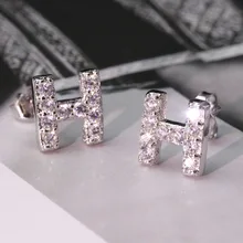 Буквы H серьги-гвоздики имитация CZ модные белые серьги золотого цвета простая женская серьга модные ювелирные изделия