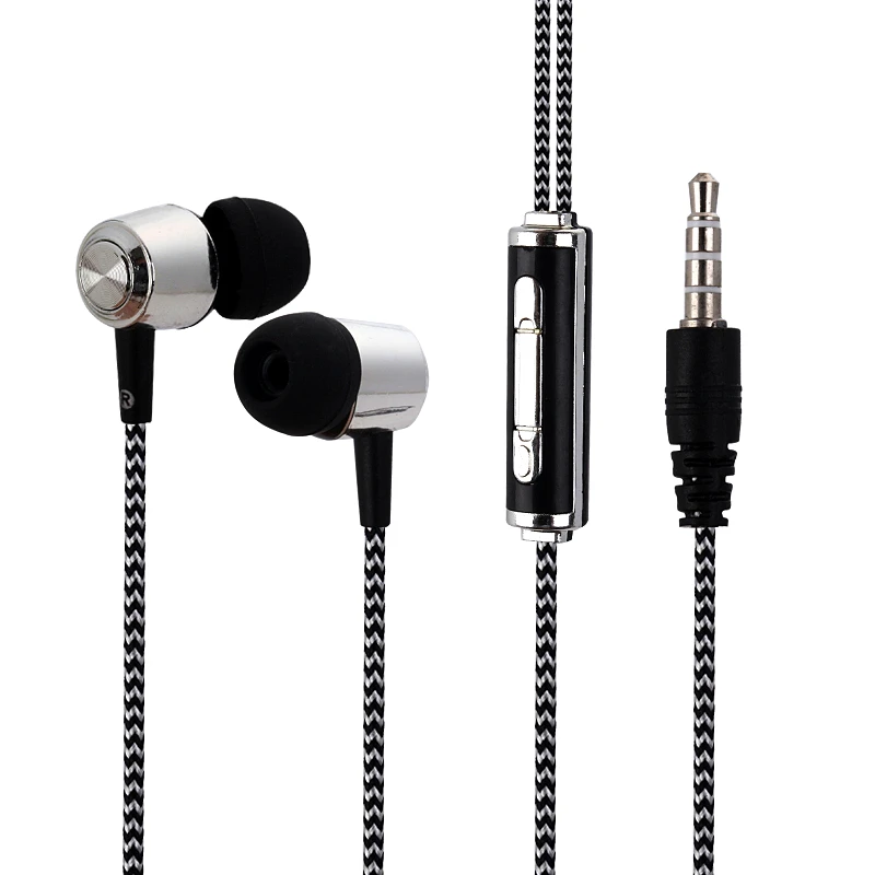 Bolida A13 New Plating Stereo Bass Earphone wire braid Earbuds in-ear Earbus 3.5mm with Microphone For Iphone Samsung Xiaomi MP3 |