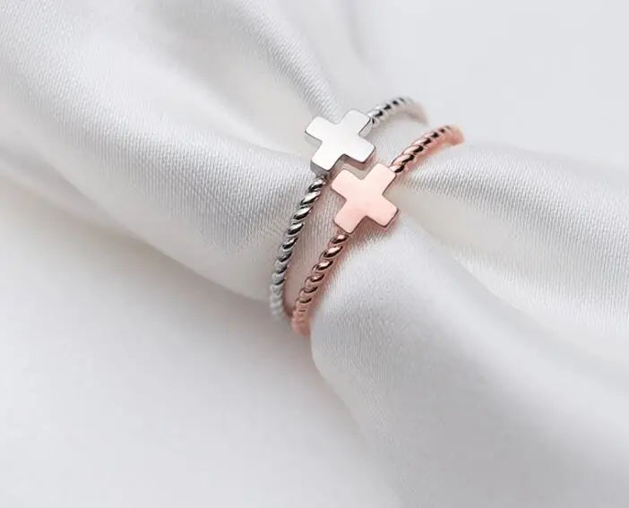 

Small Tinny 1pc 100% Authentic REAL.925 Sterling Silver Fine Jewelry Twisted Roped Religion Cross open adjust ring GTLJ1591
