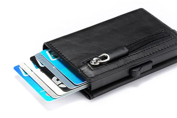 BISI GORO RFID Carbon Fiber Wallet PU Leather Card Case Single Box Smart Credit Card Holder New Arrival RFID Coin Purse