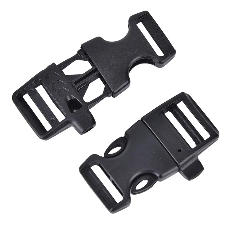

5pcs Paracord Emergency Contoured Survival Whistle Buckles Plastic Curved Side Release Buckles For Paracord Bracelet/ Backpack