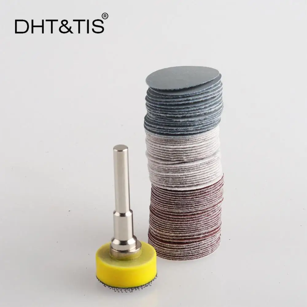DHT& TIS 100 штук " /25 мм микс шлифовальный диск Круглый абразивный сухой наждачной бумаги+ 1 шт резервная подушечка(выберите тип - Цвет: 6mm Shank Set