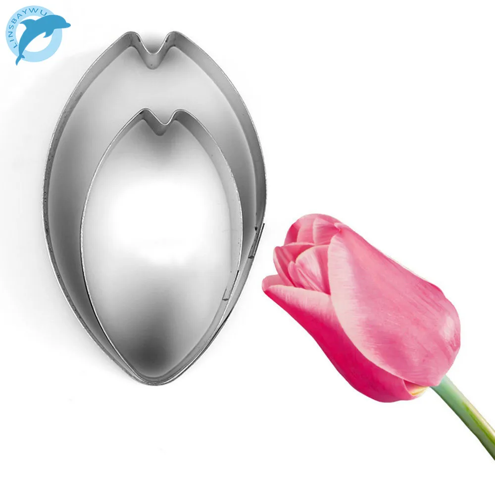 

LINSBAYWU2pcs/set Tulip Petal Flower Cookie Cutter Cake Decorating Tools Fondant Cupcake Mold Biscuit Cutter Baking Cookie Tools